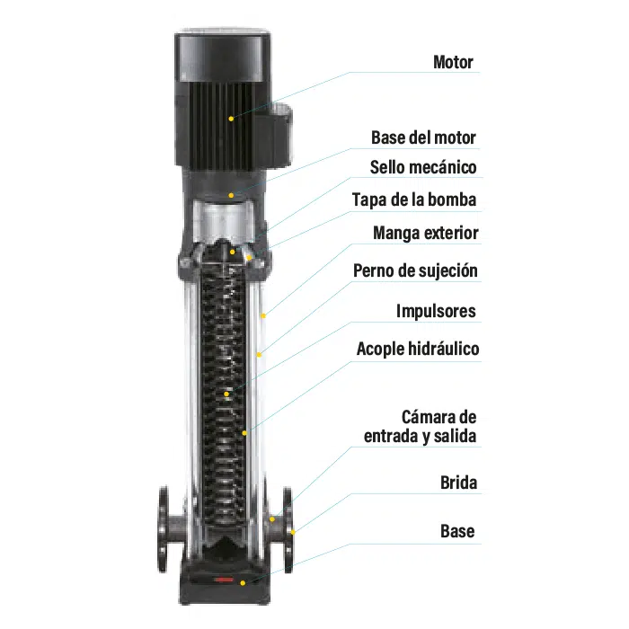 Partes de la bomba multietapas Ibax