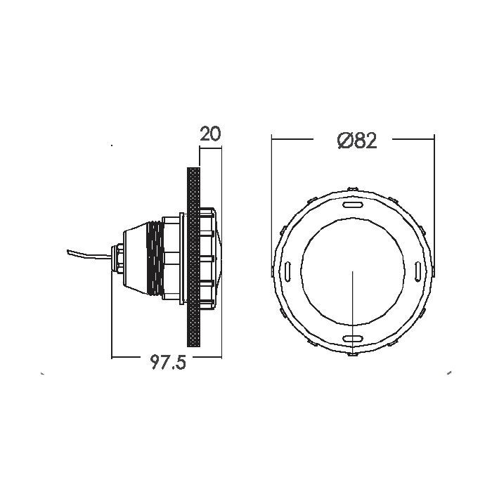 Medidas de luz de spa Emaux modelo P50