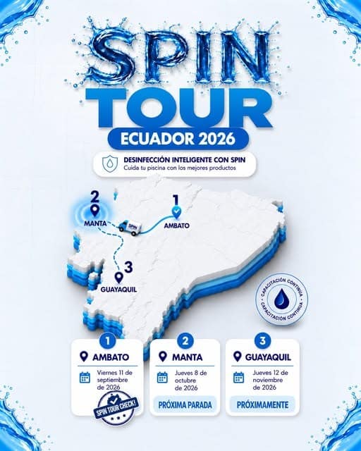 SPIN Tour Ecuador 2026: capacitación gratuita en Ambato, Manta y Guayaquil
